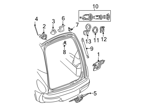 2008 Chrysler PT Cruiser Handle, Outside, Red, Rear Outer Diagram for ZK71ARHAE