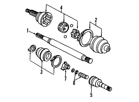 1991 Dodge Dynasty Front Axle Shafts & Joints Diagram