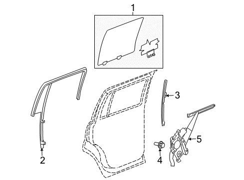 2009 Chrysler Aspen Fixed Glass, Rear Passenger Side Diagram for 55364074AL