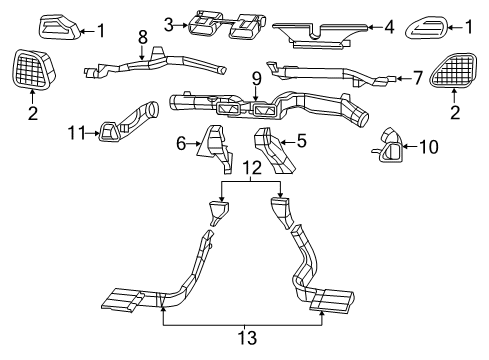 2014 Chrysler 200 Air Vent Grille, Outer Passenger Side Diagram for 1SQ961X9AD