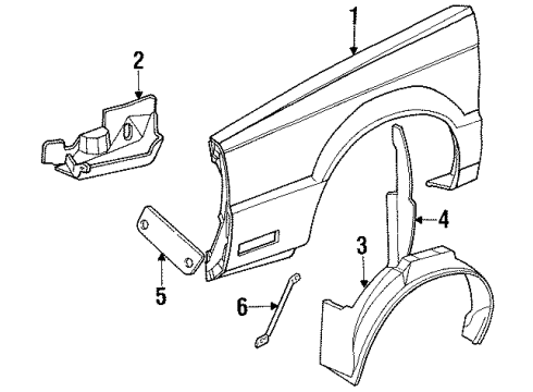 1988 Chrysler New Yorker Fender, Front Diagram for 5252139