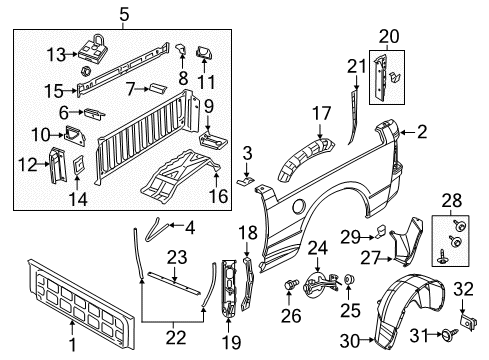 2022 Ram 1500 Classic Side Panel, Rear Outer Driver Side Diagram for 68186045AA