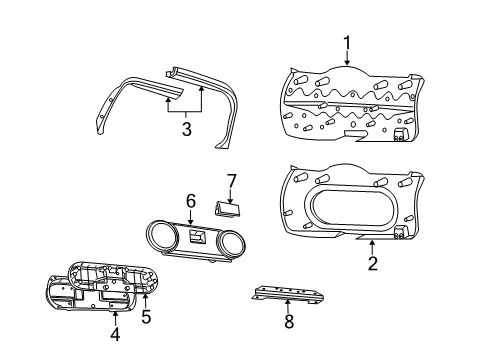 2010 Jeep Compass Upper Trim, Rear Driver Side Diagram for 1AW65DX9AG