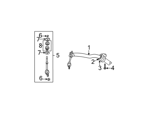 2004 Dodge Ram 1500 Stabilizer Bar, Front Diagram for 5290439AA