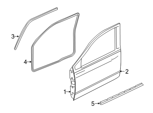 2010 Dodge Dakota Surround Weatherstrip, Front Diagram for 55112128AG
