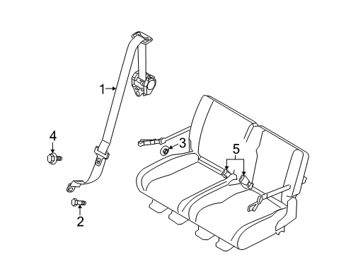 2008 Chrysler PT Cruiser Seat Belt Assembly Stud Plate Diagram for 5067470AA
