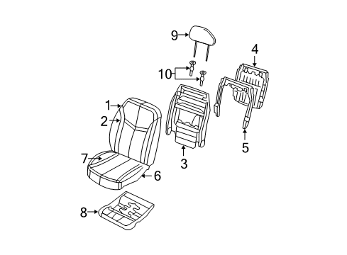 2010 Dodge Avenger Headrest, Front Diagram for 1RX23ZJ3AA