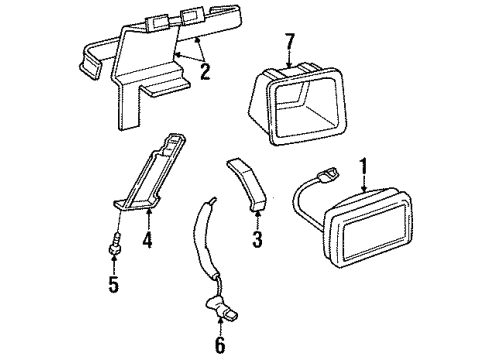 1991 Jeep Wrangler Fog Lamp Assembly, Black Diagram for 55054739