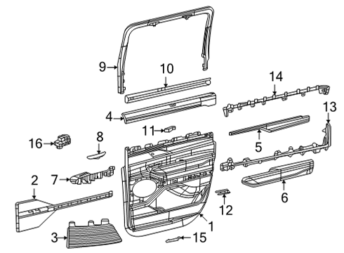 2023 Jeep Grand Wagoneer L Inner Weatherstrip, Rear Driver Side Diagram for 68429263AB