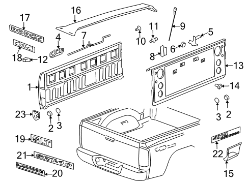 2005 Dodge Ram 1500 Tail Gate Bumper, Upper Diagram for 55276274AD