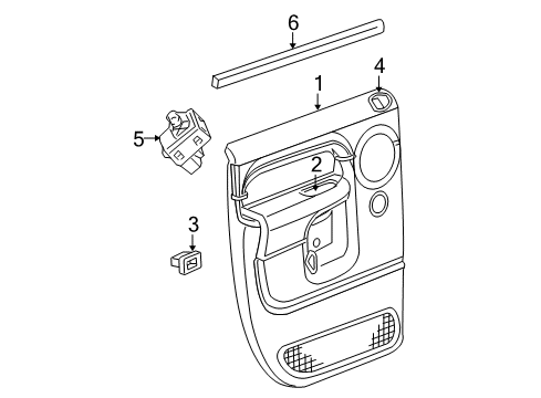 2008 Dodge Ram 1500 Door Trim Panel, Rear Inner Driver Side Diagram for 5JV231J3AD