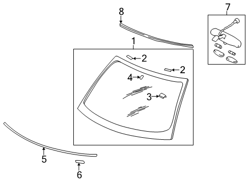 2002 Chrysler Sebring Windshield Button Diagram for MR951538