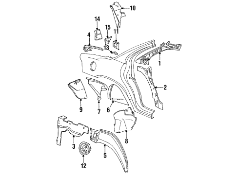 1996 Dodge Intrepid Inner Wheelhouse, Rear Passenger Side Diagram for 4723571