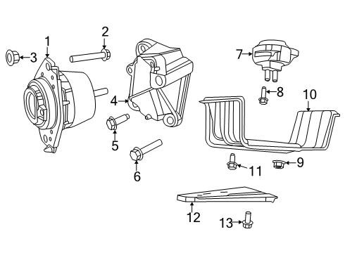 2020 Jeep Grand Cherokee Transmission Mount Bracket Diagram for 68308876AB