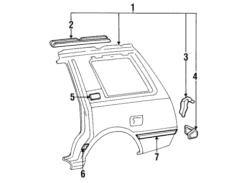 1990 Dodge Colt Outer Components - Quarter Panel Diagram