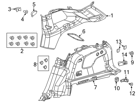 2016 Jeep Cherokee Lower Quarter Trim Retainer Diagram for 1XA48DX9AB
