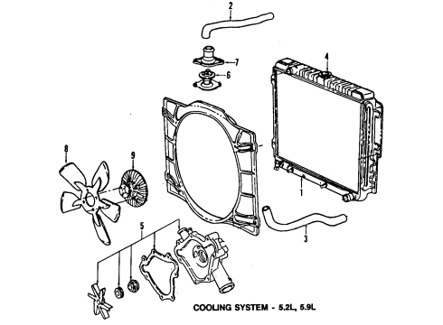 1991 Dodge B350 Power Steering Belt Diagram for B0013454