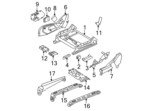 2005 Jeep Grand Cherokee Seat Adjuster, Passenger Side Diagram for 5134968AA