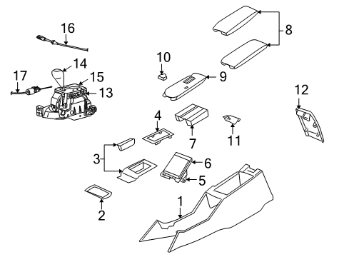 2005 Chrysler 300 Floor Console, Gray Diagram for 1AJ731D5AA