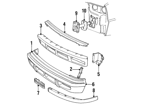 1986 Dodge Lancer Bumper & Components - Front Diagram