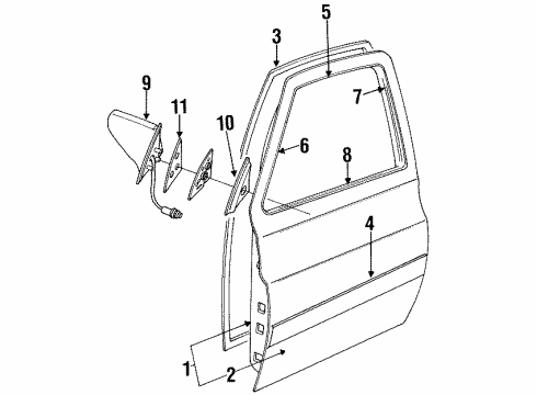 1990 Dodge Monaco Exterior Trim - Front Door Diagram