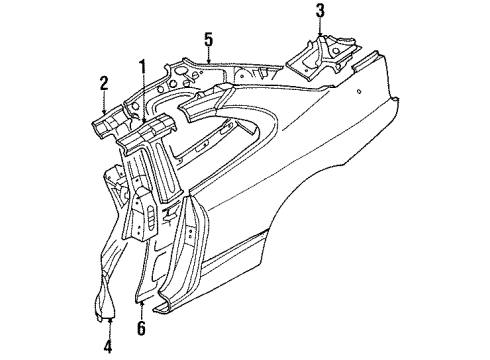1996 Dodge Avenger Inner Structure - Quarter Panel Diagram