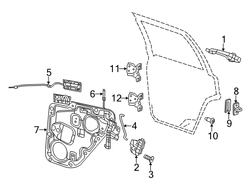 2014 Jeep Grand Cherokee Handle, Outside, Rear Outer Passenger Side Diagram for 1MW30JBFAE