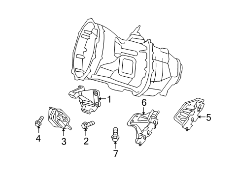 2006 Dodge Ram 3500 Transmission Mount Bracket Diagram for 52121772AA