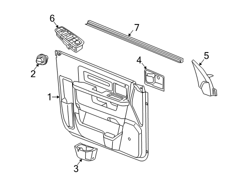 2011 Ram 2500 Door Trim Panel, Front Inner Passenger Side Diagram for 1EA261DVAF