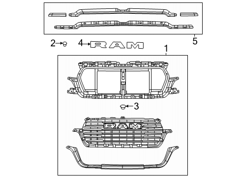 2025 Ram 1500 Grille & Components Diagram 2 - Thumbnail