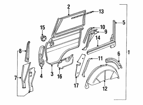 1990 Jeep Grand Wagoneer Outer Panel, Rear Diagram for J5764254
