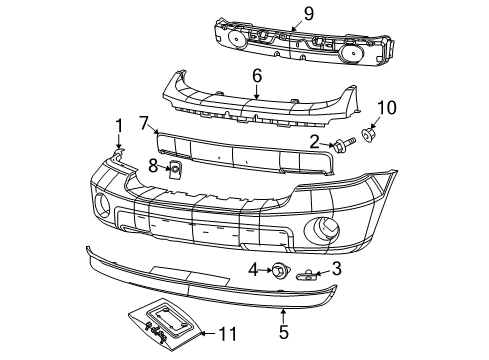 2009 Dodge Durango Bumper & Components - Front Diagram