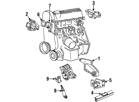 1993 Dodge Shadow Front Support Diagram for 4612558