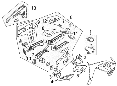 2008 Chrysler Pacifica Rail Extension, Front Diagram for 4719780AB