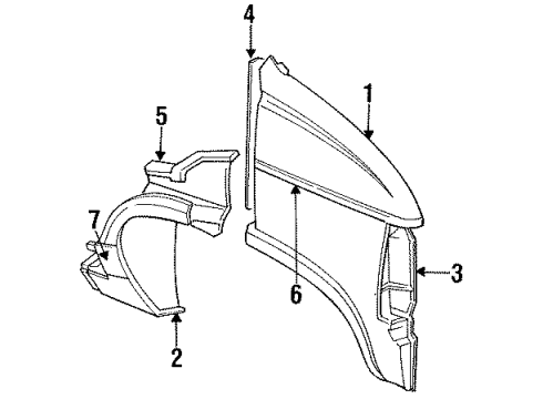 1991 Dodge B150 Fender Diagram for 4166916