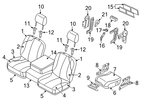 2008 Dodge Ram 1500 Headrest, Gray, Front Diagram for 1EZ631D5AA