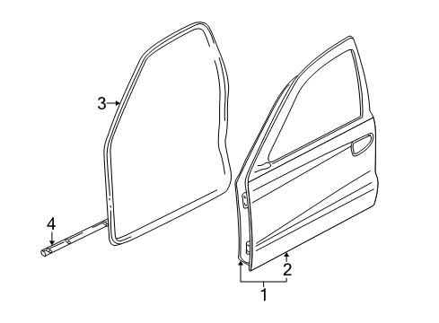 2000 Dodge Durango Weatherstrip, Front Passenger Side Diagram for 55362042AD
