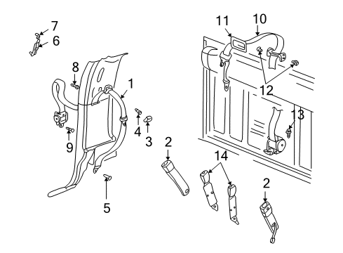 2003 Dodge Ram 1500 Center Belt Assembly Adjuster, Rear Diagram for 55350982AC