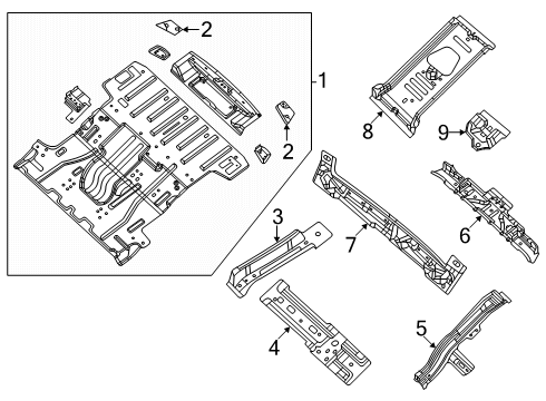 2025 Jeep Grand Wagoneer L Rear Floor & Rails Diagram