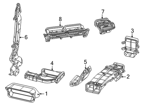 2022 Jeep Grand Cherokee L Air Distributor Diagram for 68595240AA