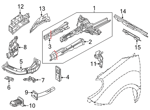 2015 Ram ProMaster City Upper Reinforcement, Front Inner Driver Side Diagram for 68259346AA