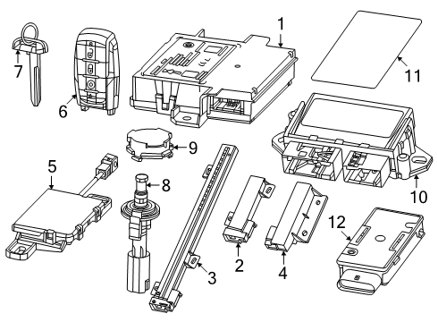 2025 Ram 1500 Remote Start and Keyless Entry Antenna Diagram for 68144668AD