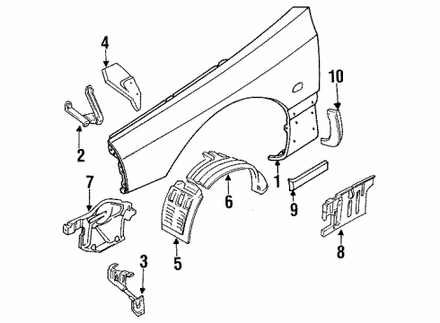 1993 Dodge Stealth Fender Liner Diagram for MB698863