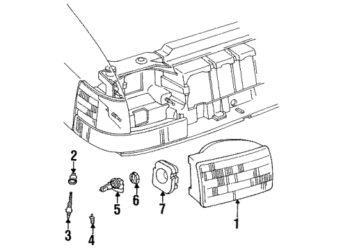 1997 Jeep Grand Cherokee Headlamp Assembly Diagram for 55055119AB