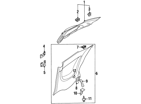 1995 Dodge Avenger Upper Quarter Trim Retainer Diagram for MB608152