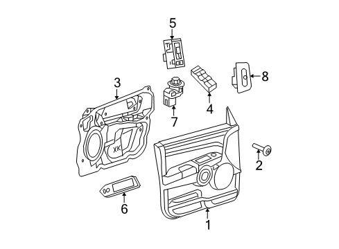 2008 Jeep Commander Door Trim Panel, Front Inner Passenger Side Diagram for 1DV982J1AC