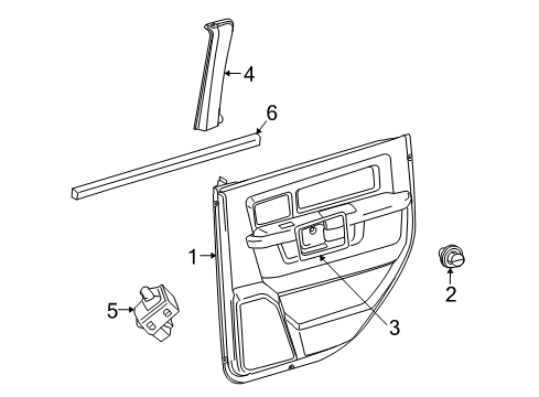 2011 Ram 3500 Door Trim Panel, Rear Inner Passenger Side Diagram for 1EB42XDVAE