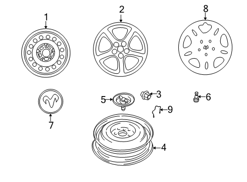 2002 Dodge Stratus Wheel, Alloy Diagram for MR594981