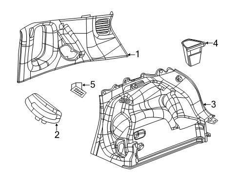 2021 Jeep Compass Upper Quarter Trim, Gray, Rear Driver Side Diagram for 5US23PS4AD