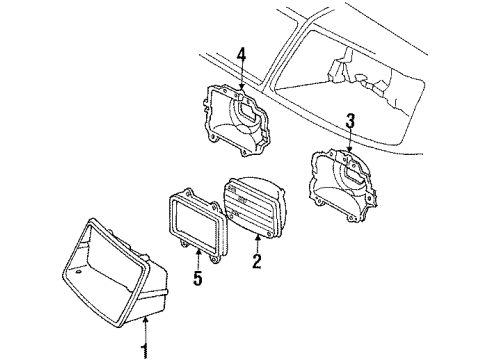 1985 Chrysler LeBaron Headlamp Components Diagram 3 - Thumbnail